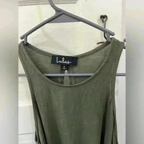 Lulus Olive Green mini‎ sundress with pockets size small - Picture 3 of 7